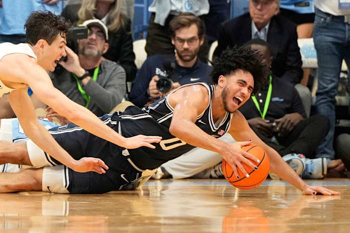Duke basketball guard Jared McCain versus UNC